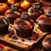 Easy Halloween Worm Cupcakes