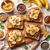 Easy Healthy Banana Peanut Butter Nutella Sandwich Snacks