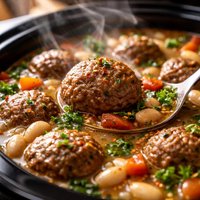 Easy Lamb Meatball and Bean Crock Pot Soup