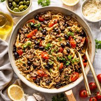 Easy Olive and Mushroom Pasta Saute