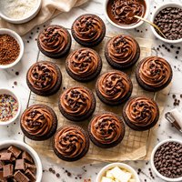 Easy One Bowl Milk Chocolate Fudge Cupcakes
