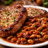 Easy Oven Baked Beans and Pork Chops