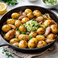 Easy Pan Fried Potatoes Shallots with Parsley Butter