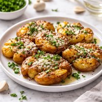 Easy Parmesan Garlic Smashed Potatoes