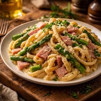 Easy Pasta with Ham and Asparagus or Broccoli