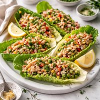 Easy Peas Y Tuna Salad in Romaine Cups