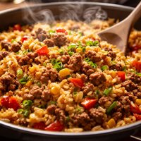 Easy Rice and Hamburger One Dish Dinner