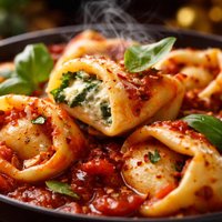 Easy Ricotta and Spinach Tortelloni in Tomato Sauce