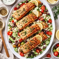 Easy Salmon and Greek Rice