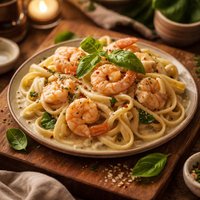 Easy Seafood Basil Alfredo