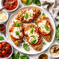 Easy Shake and Bake Chicken with Mozzarella and Tomato Sauce