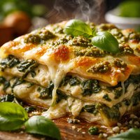 Easy Spinach Lasagne with Pesto and Cheese