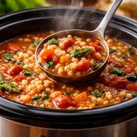 Easy Tomato Soup with Israeli Couscous Crock Pot