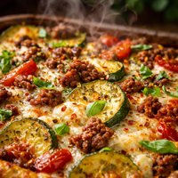 Easy Zucchini and Ground Beef Pizza Casserole