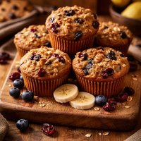 Eat Clean Blueberry Banana Cranberry Muffins