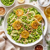 Edamame Celery and Fennel Salad with Candied Lemon