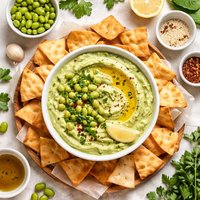 Edamame Hummus with Pita Crisps