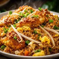 Egg Foo Yung Fried Rice with Eggs and Bean Sprouts