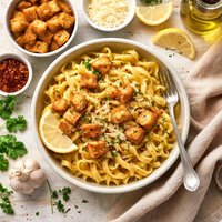 Egg Noodles with Crispy Croutons