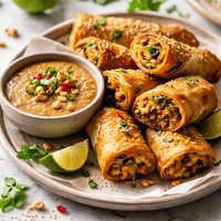 Egg Rolls with Peanut Dipping Sauce