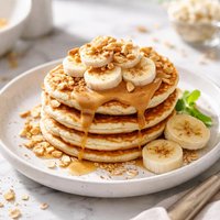 Egg White Oatmeal Pancake with Peanut Butter and Banana