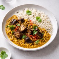 Eggplant and Dhal Curry with Basmati Rice
