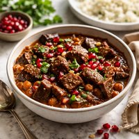 Eggplant and Pomegranate Stew with Beef or Lamb
