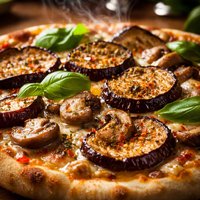 Eggplant Aubergine and Mushroom Pizza