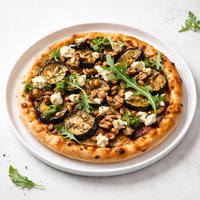 Eggplant Aubergine Mushroom Feta Pesto Pizza