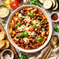 Eggplant Aubergine Parmesan Rigatoni