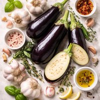 Eggplant Aubergine with Raw Garlic