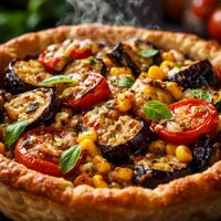 Eggplant Corn and Tomato Pie