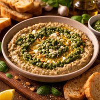 Eggplant Cream with Feta Pesto