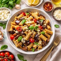 Eggplant Goat Cheese Pasta