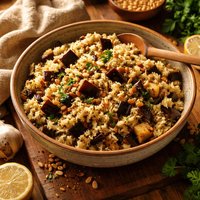 Eggplant Pilaf with Pine Nuts and Cumin
