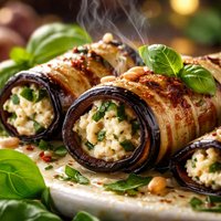 Eggplant Rolls Filled with Basil and Cheese