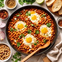 Eggs and Chickpeas in Spicy Tomato Sauce
