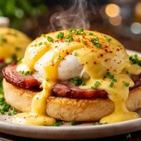 Eggs Benedict with Cheese Sauce
