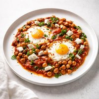 Eggs in Tomato Sauce with Chickpeas and Feta