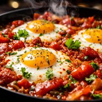 Eggs with Tomatoes Avgha Me Tomatoes