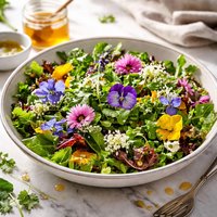 Elizabethan English Herb and Flower Salad with Honey Dressing