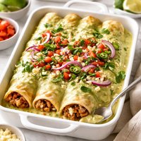 Enchiladas with Avocado Cream Sauce