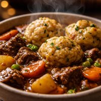 English Beef Stew and Dumplings