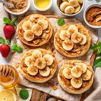 English Muffins Topped with Bananas and Cinnamon Sugar