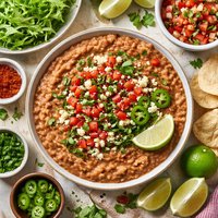 Extra Spicy Refried Beans with Lettuce Tomato and Lime