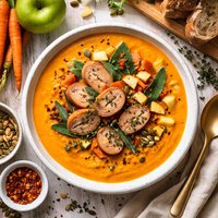 Fall Carrot Soup with Apple Chicken Sausage