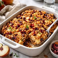 Fantastic Apple Cranberry Apricot Matzoh Kugel