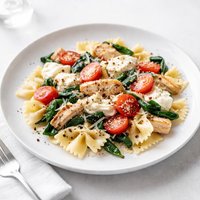 Farfalle with Chicken Ricotta Spinach and Plum Tomatoes