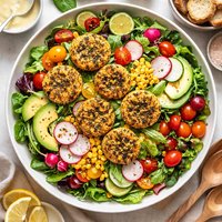 Farmers Market Salad with Spiced Goat Cheese Rounds