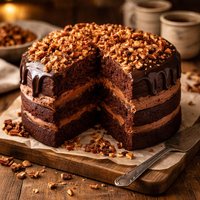 Farmhouse Holidays Double Chocolate Praline Fudge Cake